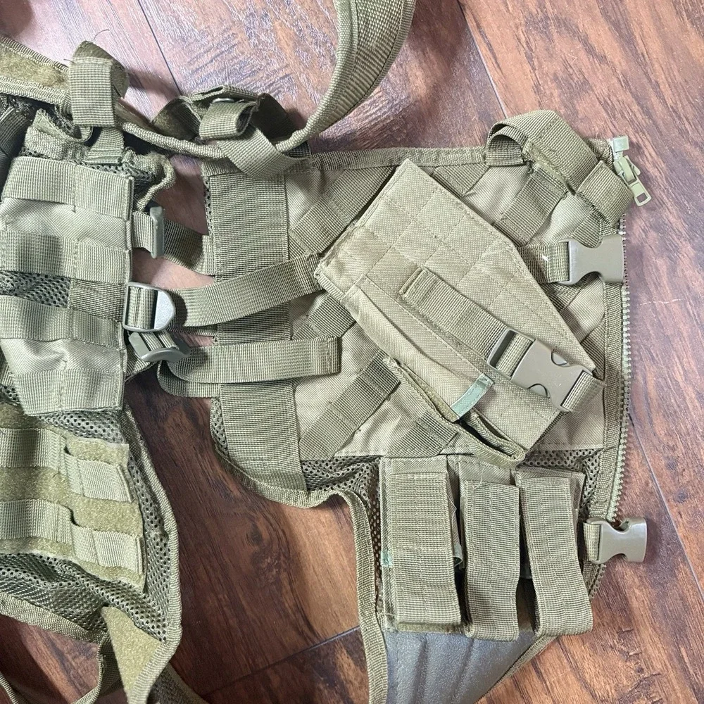 VISM NcSTAR Cross Draw Tactical Vest w/ Holster & Belt OD Green Airsoft Combat